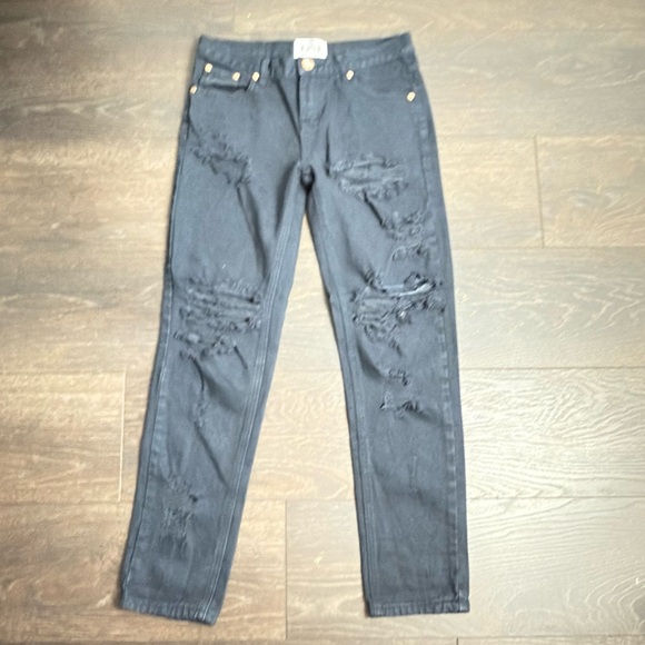 One Teaspoon Ripped Dark Blue Skinny Jeans - Picture 1 of 10